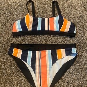 Striped Bikini Set with Multicolor Stripes